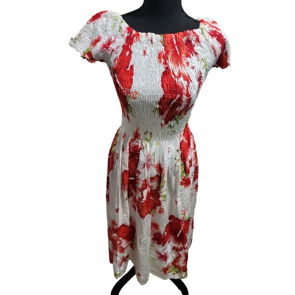 Sakkas Nur Smock Elastic Cocktail Midi Off Shoulder Floral Dress - Size OS, NWT - Picture 2 of 10